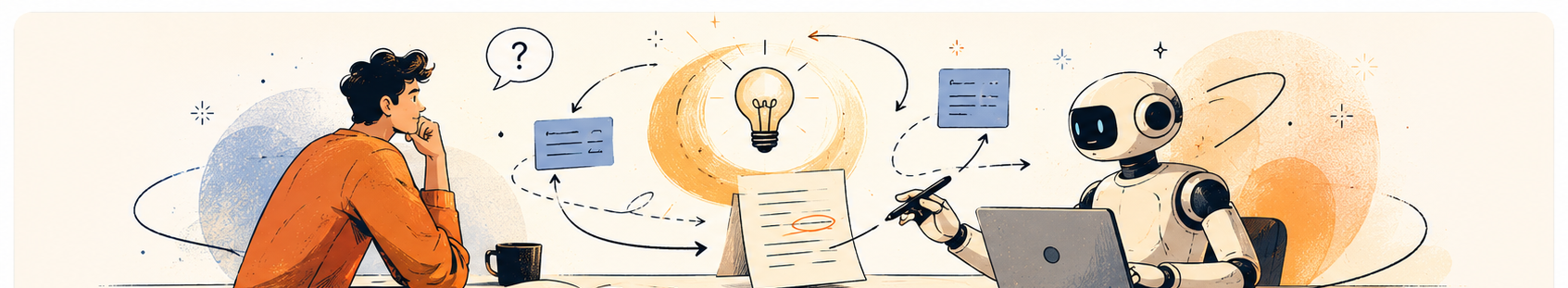 Human and AI shaping an idea together